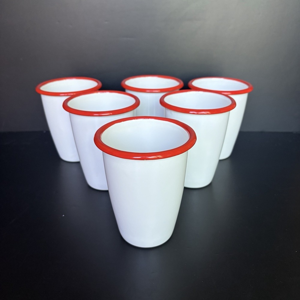 Hearth & Hand Magnolia Porcelain Enamelware  Tumblers 6 Cups Camping Glamping
